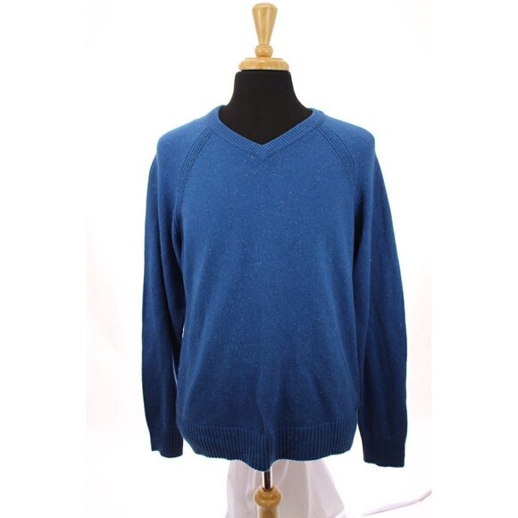 Lucky Brand Sweater V Neck Pullover Knit Speckled White Blue Mens Sz XL - Picture 5 of 11